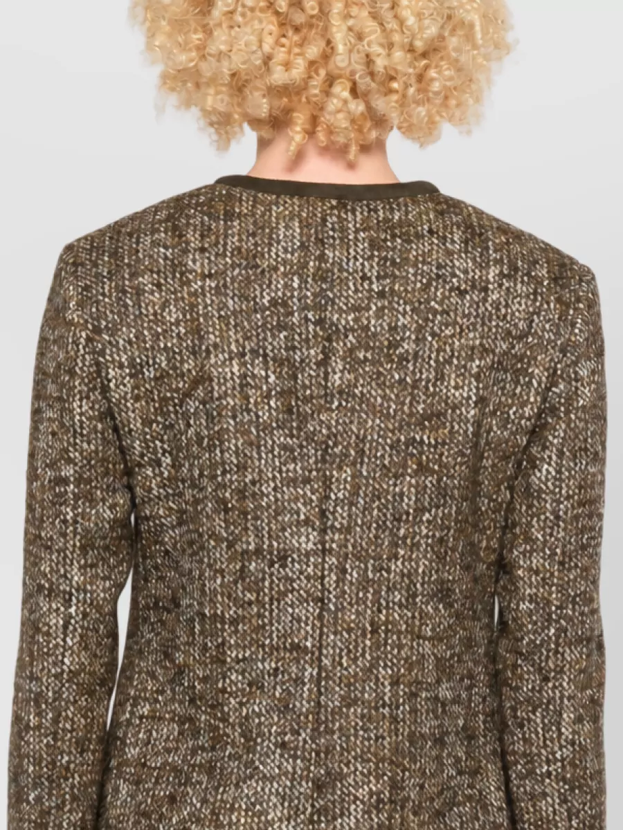 Golden Goose Textured Coat Contrast Trim Tailored Fit