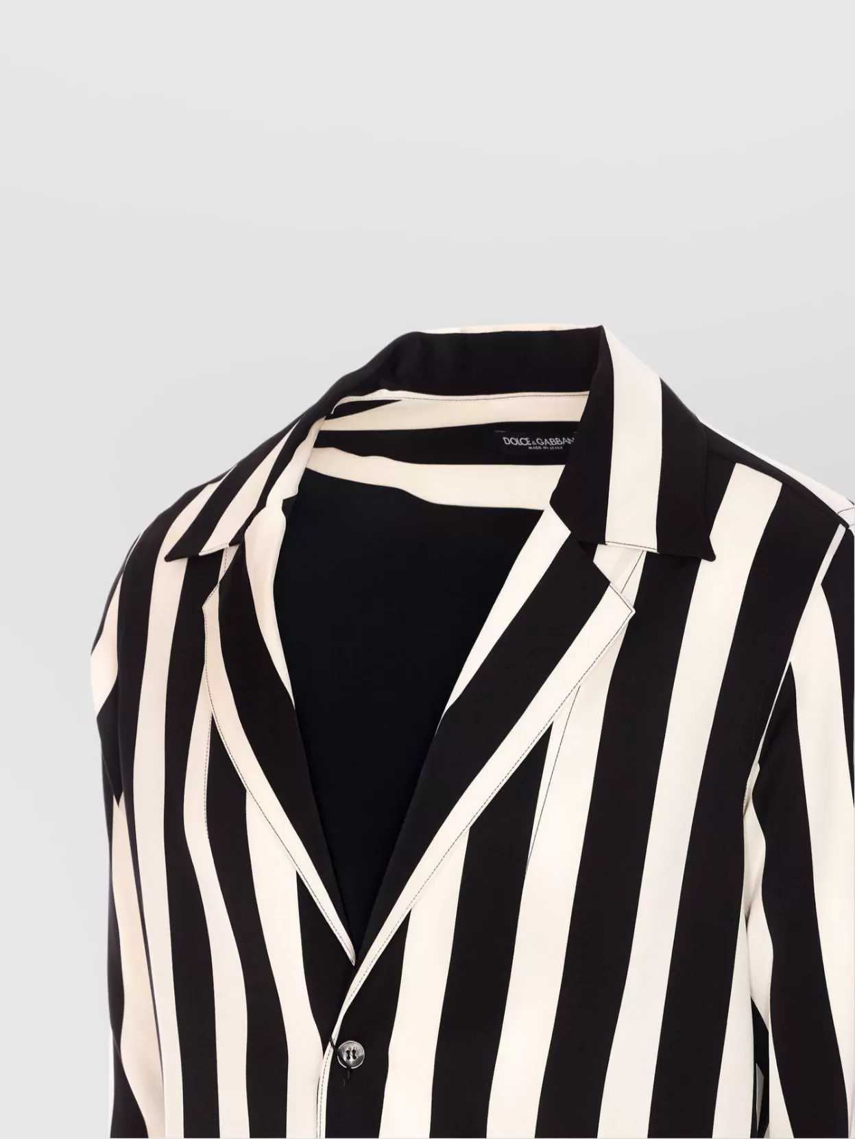 Dolce & Gabbana Long-sleeved V-neck Shirt In Silk Charmeuse
