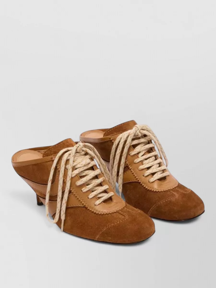 Dries Van Noten leather lace-up heeled mules