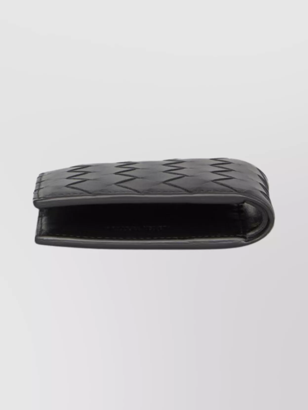 Bottega Veneta Intrecciato Pattern Bi-fold Leather Wallet In Black