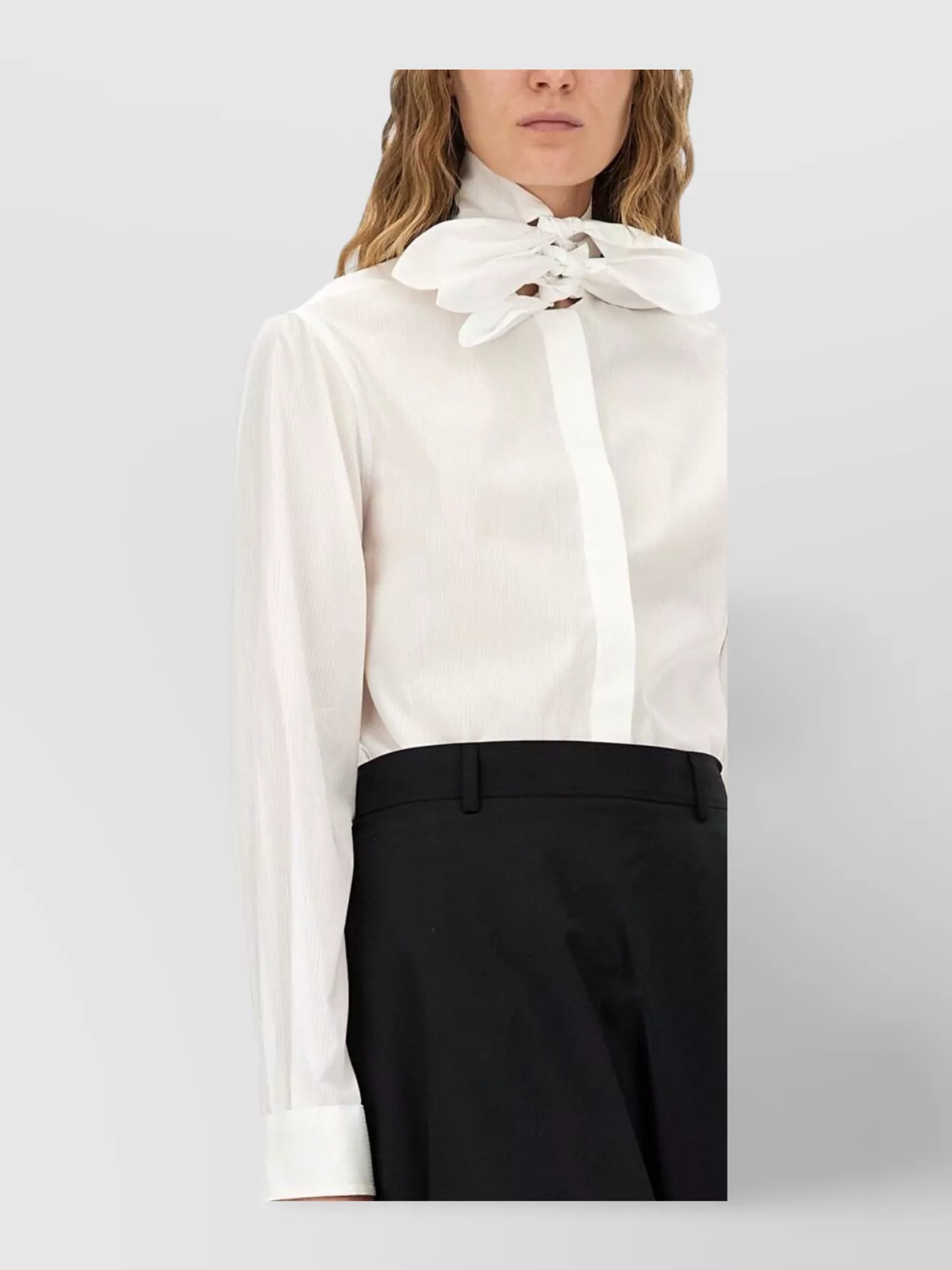 Moschino Long Sleeve High Collar Bow Shirt