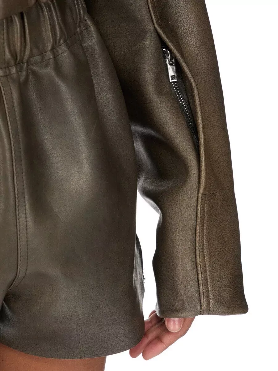 Rick Owens Calf Leather Collared Bomber Jacket