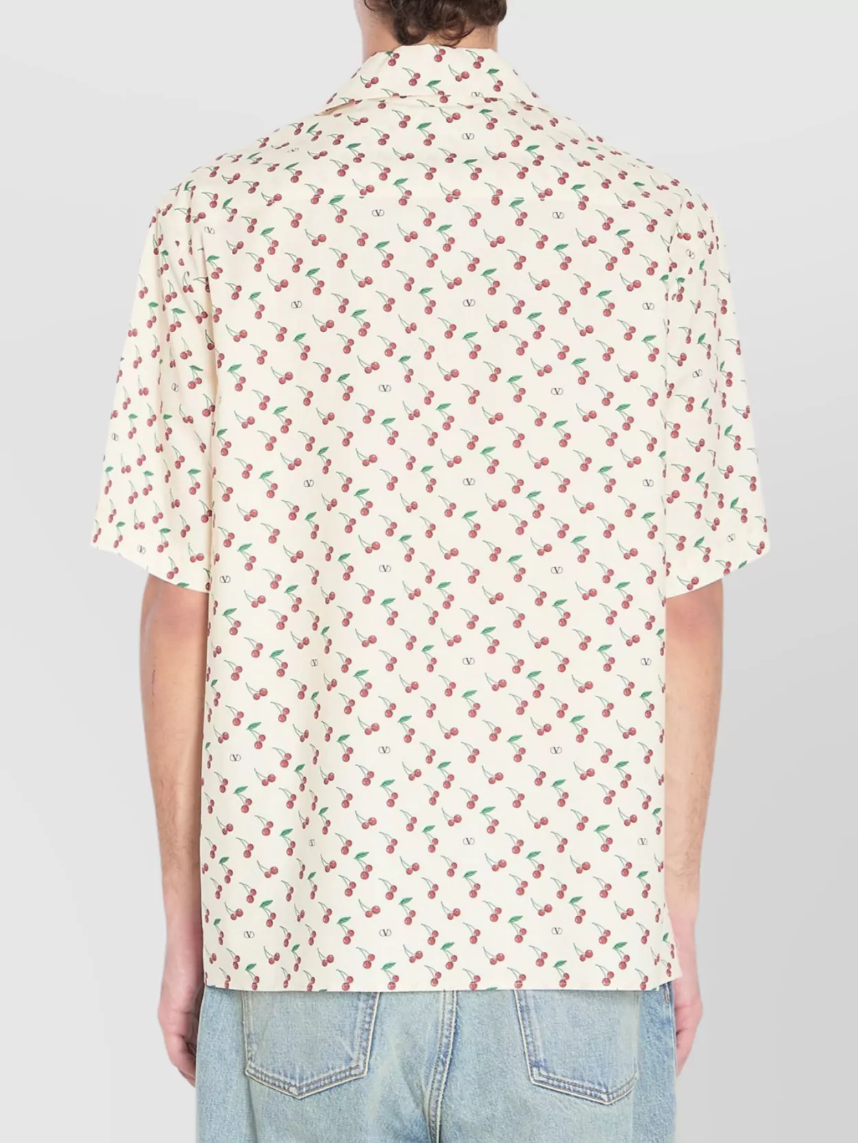 Valentino Garavani Cherryfic Camp Collar Cotton Shirt