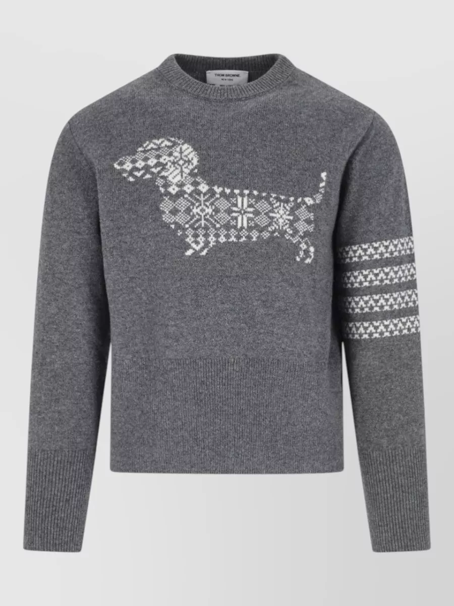 Thom Browne wool hector snowflake jacquard crewneck sweater