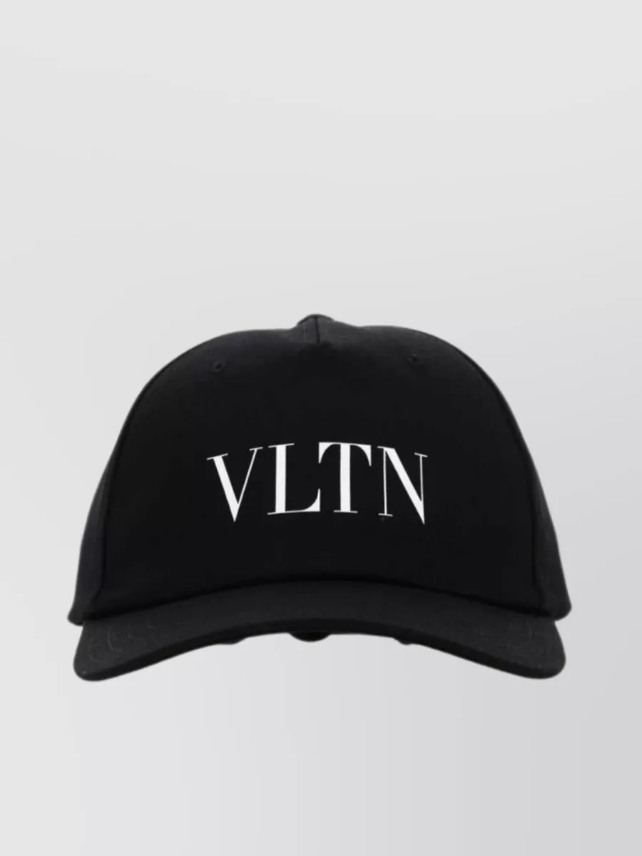 Shop Valentino Cotton Baseball Cap With Curved Brim In Black