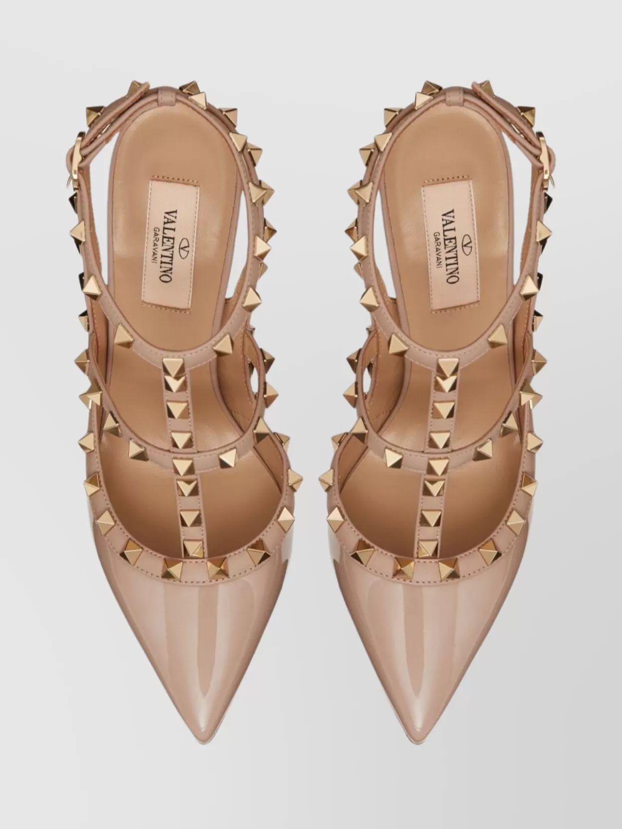 Valentino Pointed Toe Patent Pumps With Studded Detail In Multi