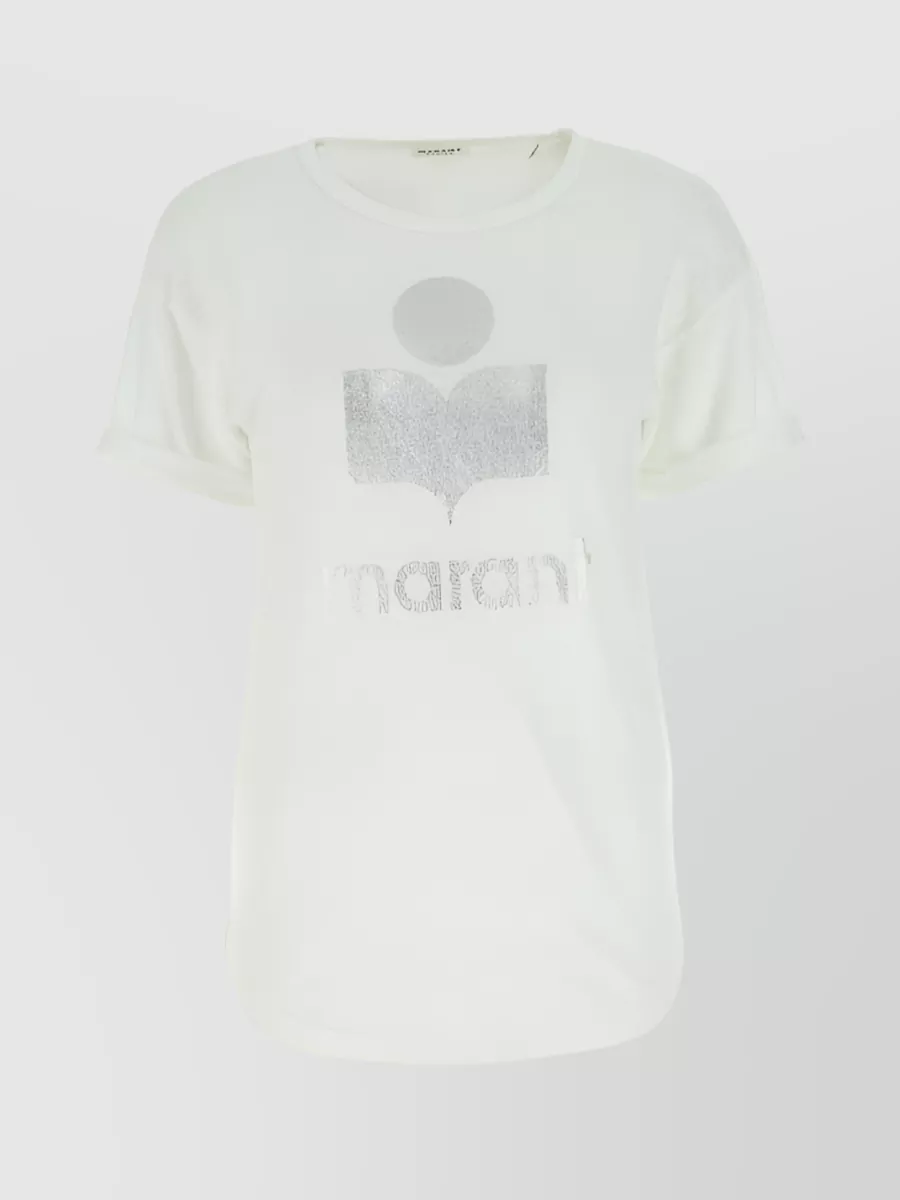 Shop Isabel Marant Étoile Front Logo Linen T-shirt In White
