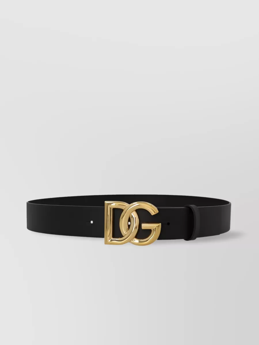 Shop Dolce & Gabbana Adjustable Logo Buckle Leather Belt In Black