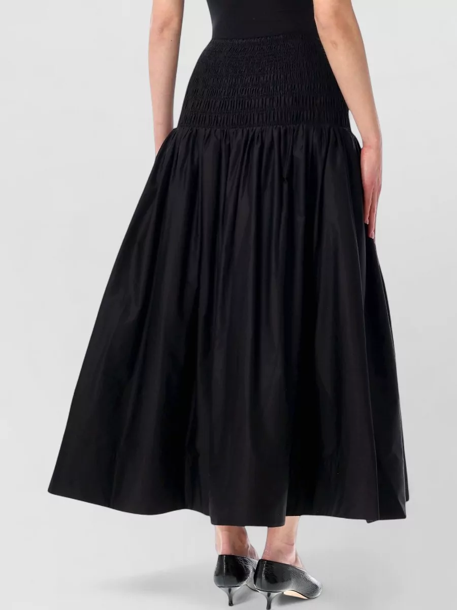 Self-Portrait Cotton Ruched Midi Full Skirt