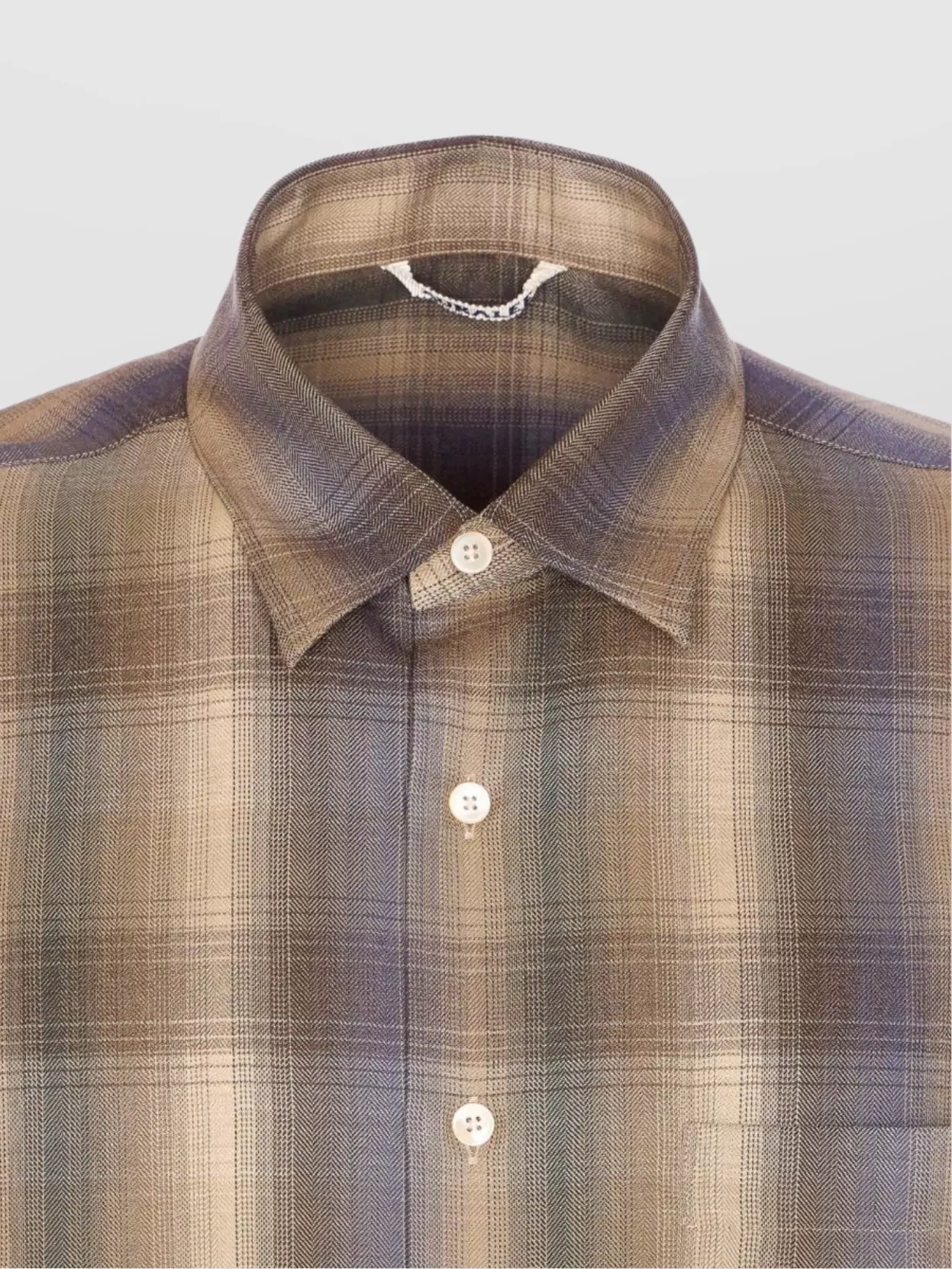 Auralee Long Sleeve Check Shirt With Button-Down Collar