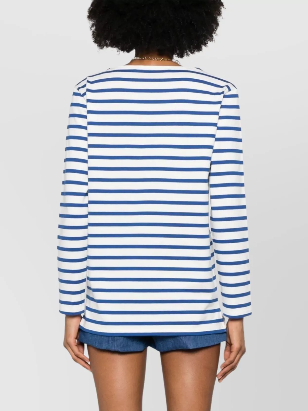 Valentino Long Sleeve Cotton T-shirt With Striped Pattern