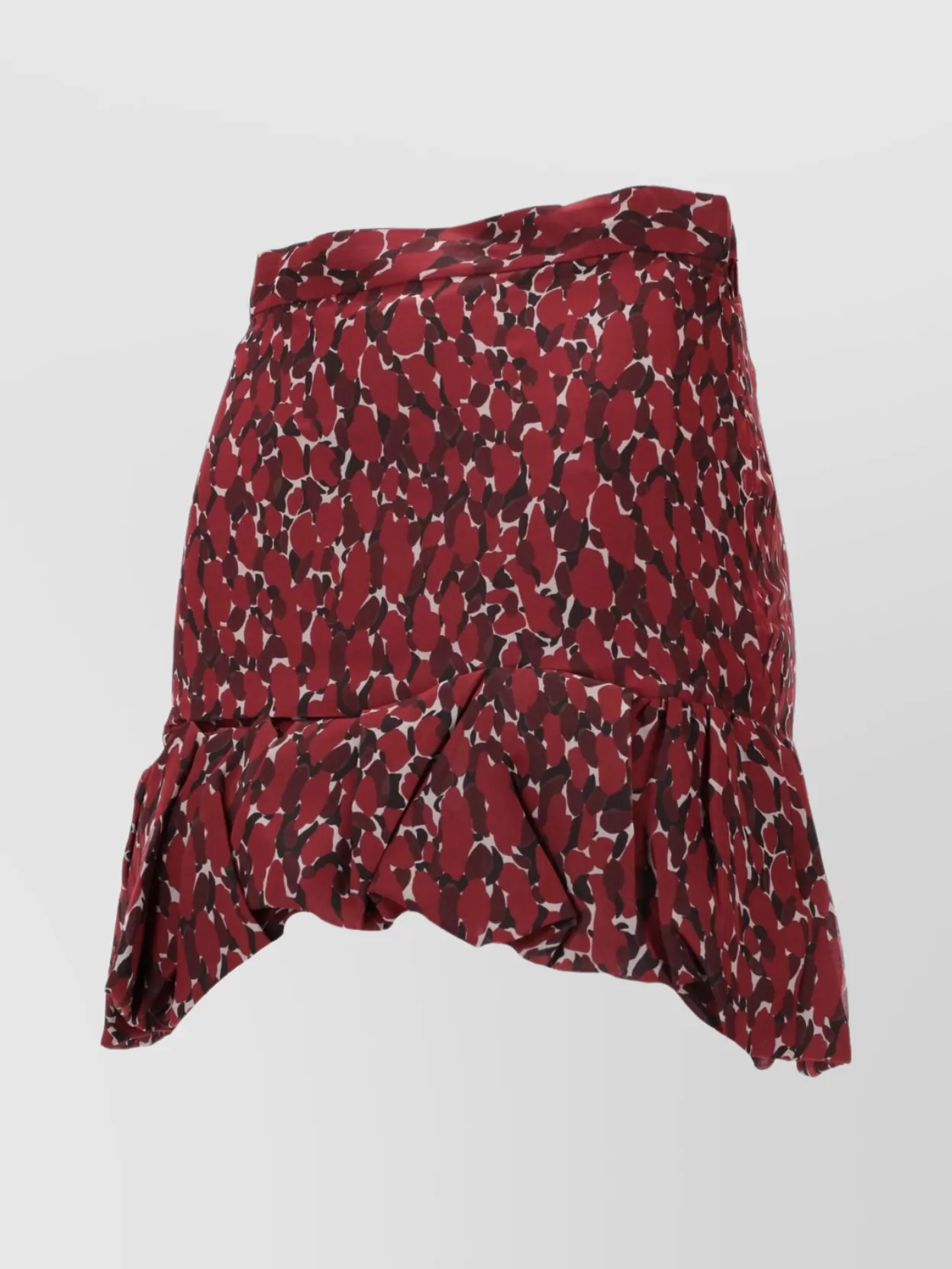 Saint Laurent Asymmetric Hem Abstract Pattern Ruffle Skirt