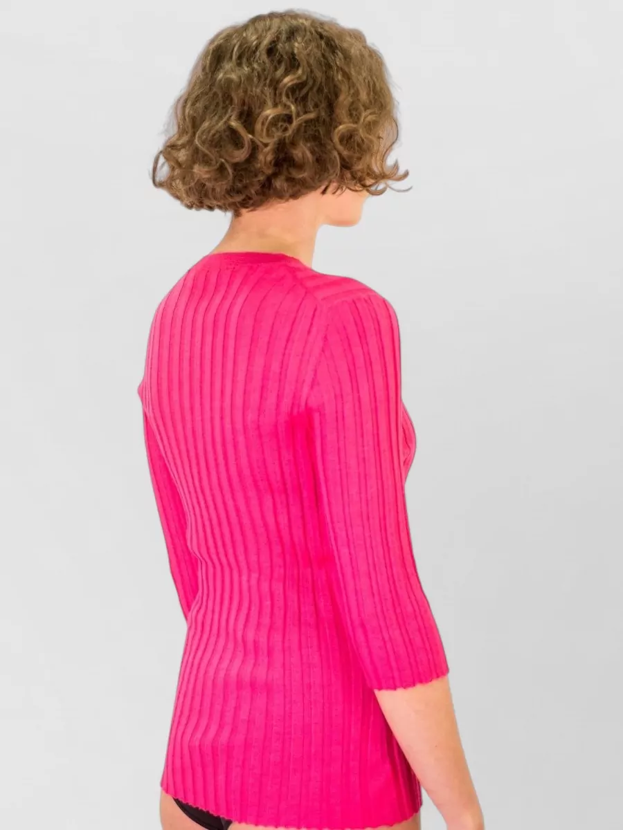 La Rose Cashmere Silk V-Neck Knitted Top