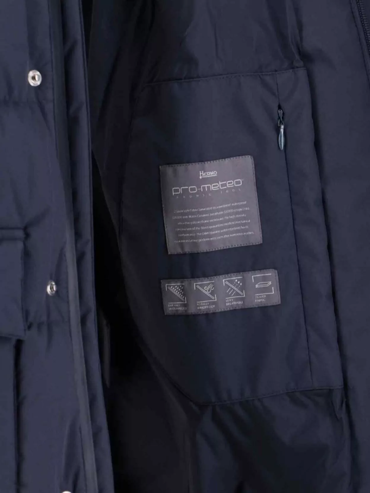 Herno Long Quilted Jacket With Hood And Pockets