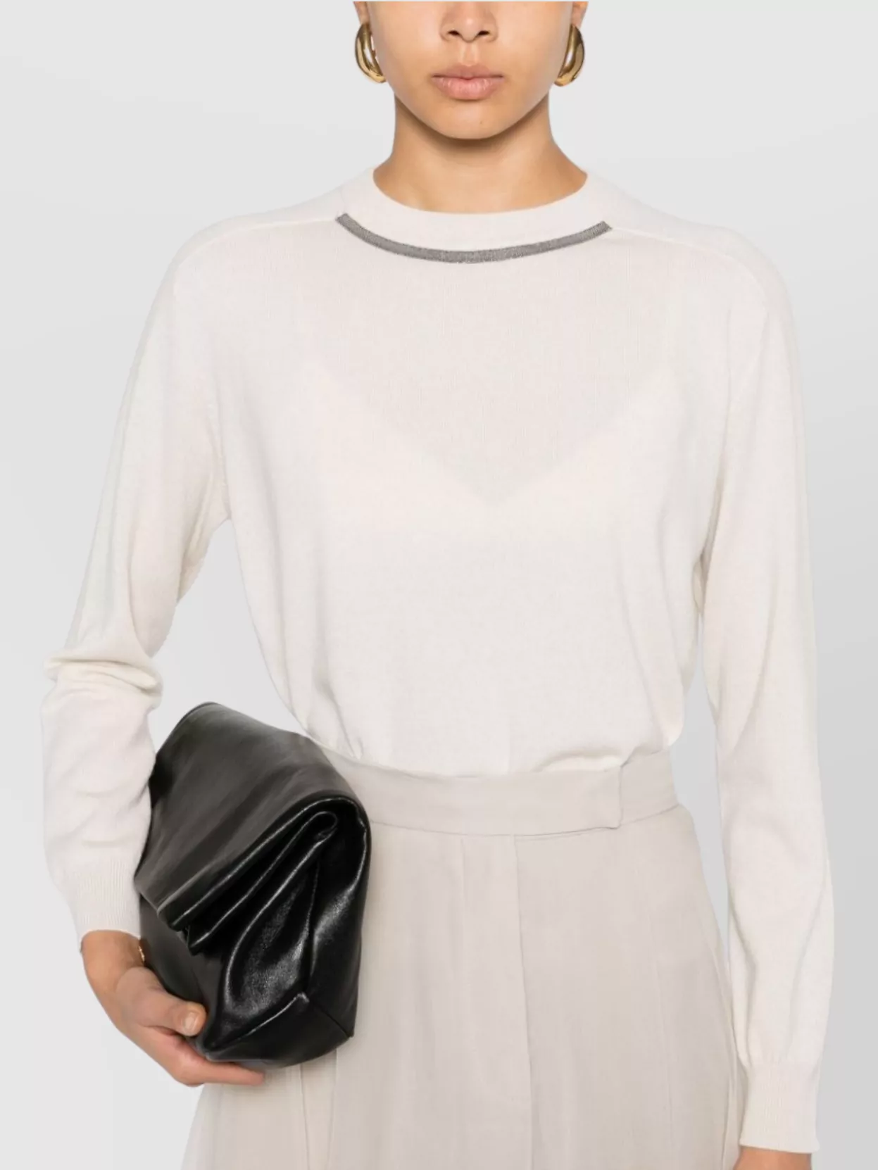 Brunello Cucinelli Monili-chain Knitted Top In White