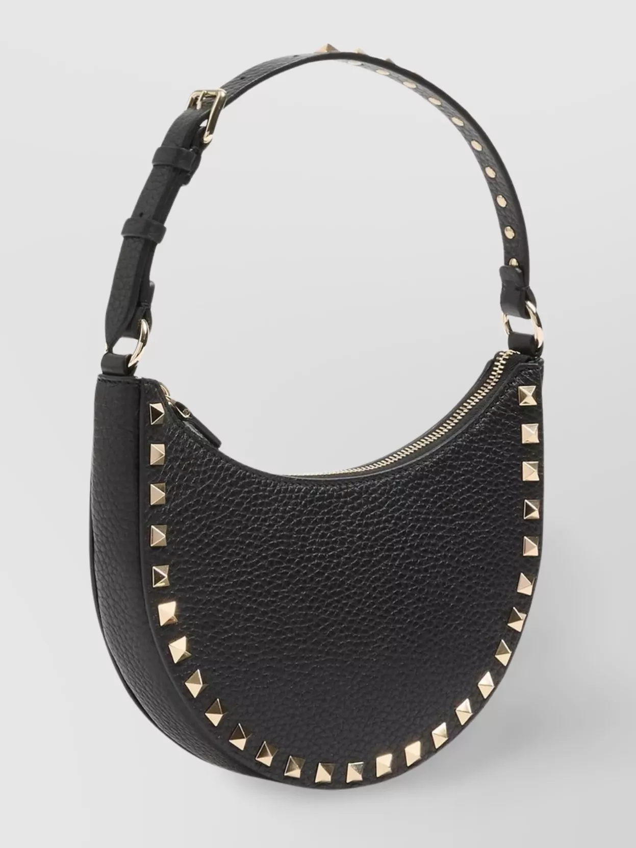 Valentino Garavani Mini Rockstud Hobo Bag In Grained Leather