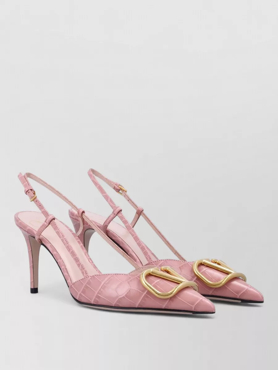Valentino Garavani Leather Crocodile-Effect Slingback Pumps