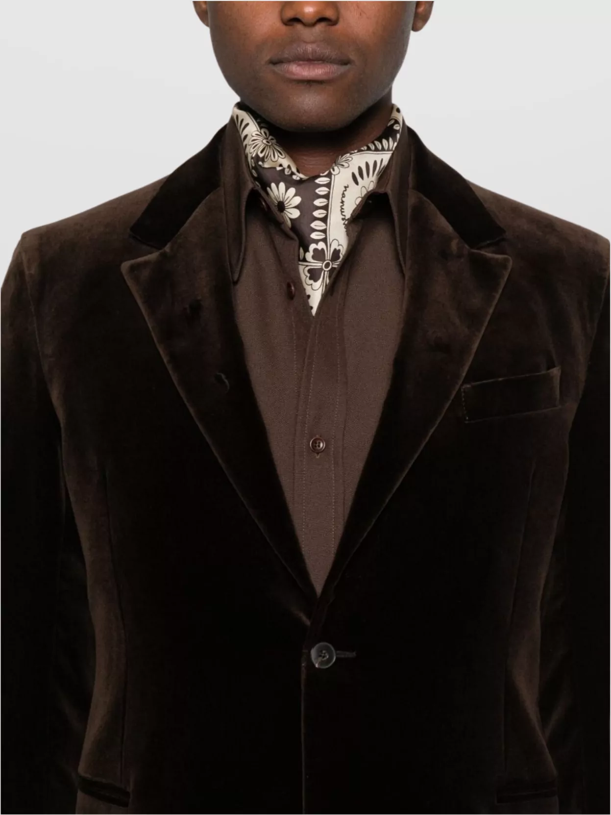 Emporio Armani Velvet Single-Breasted Long Sleeve Jacket