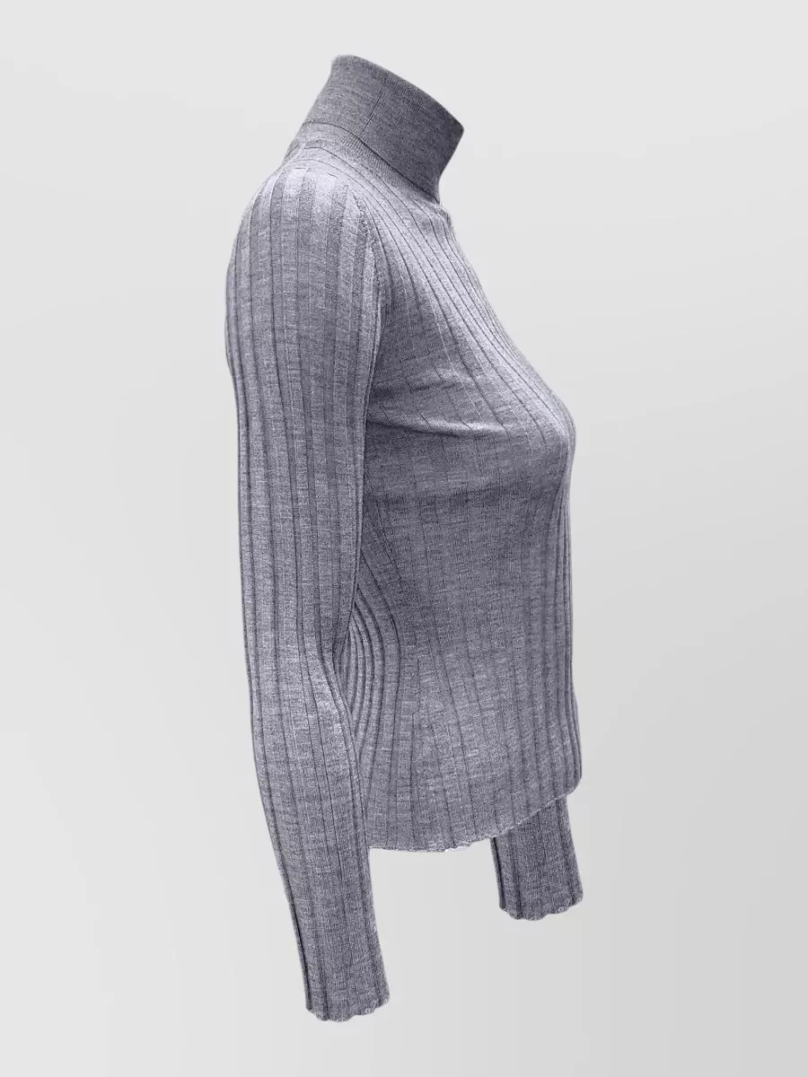 La Rose Cashmere Silk Ribbed Turtleneck Jumper