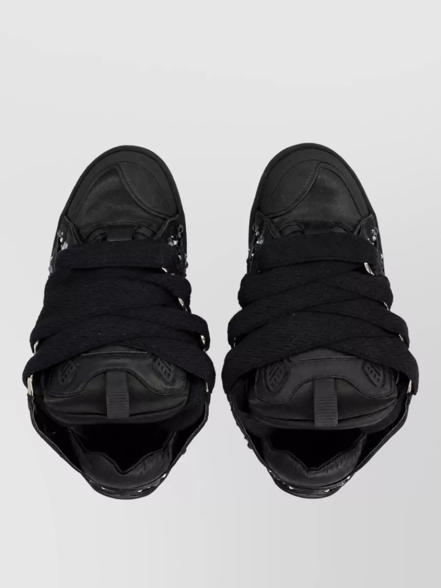 Lanvin Satin Crystal Embellished Low-Top Sneakers