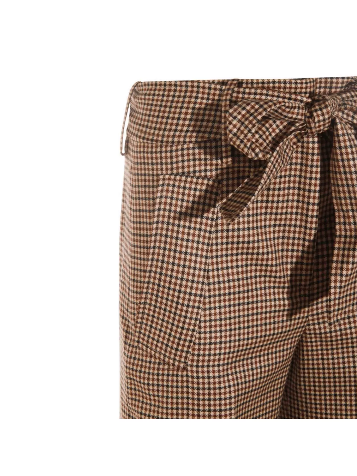 Incotex High Waist Wide Leg Checked Trousers Bow Detail