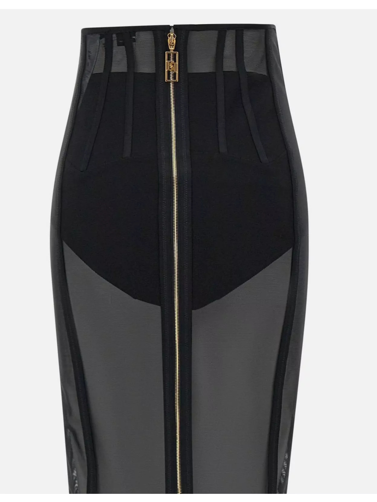 Elisabetta Franchi Longuette Tulle Skirt Sheer Panels