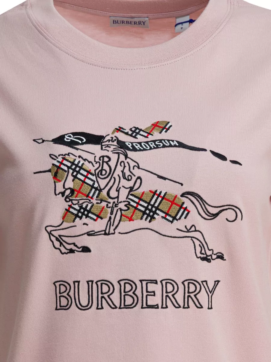 Burberry Cotton Check Logo-Embroidered T-Shirt