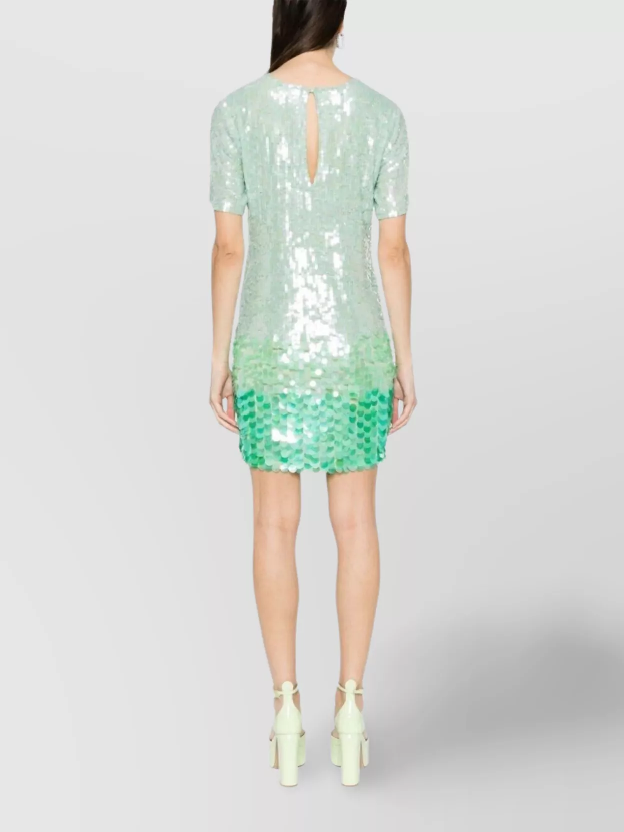 P.a.r.o.s.h Mini Dress With Sequin Embellishment And Straight Hem In Green