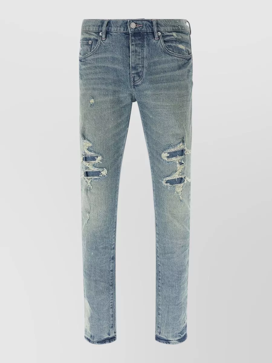 Purple low-rise straight-leg denim jeans