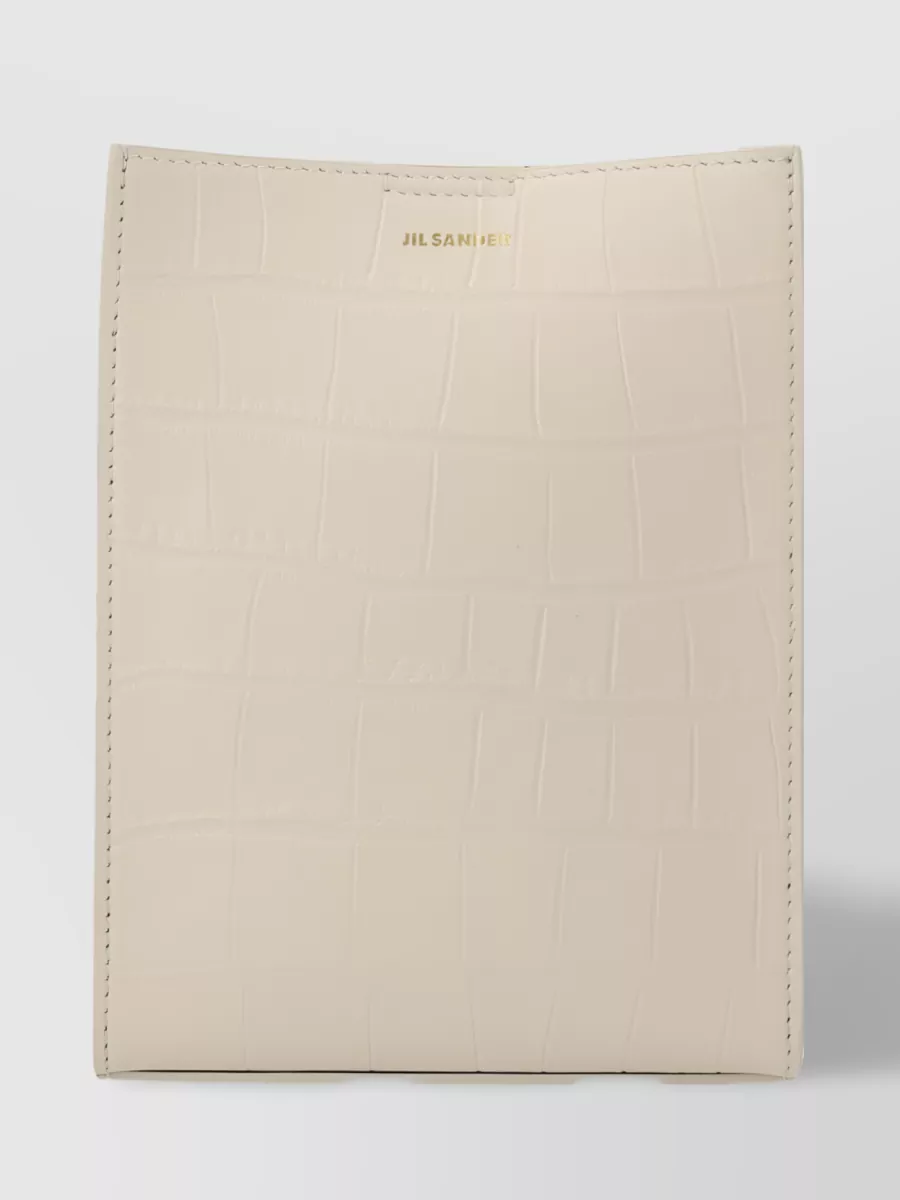 Shop Jil Sander Exquisite Crocodile-textured Leather Bag In Cream