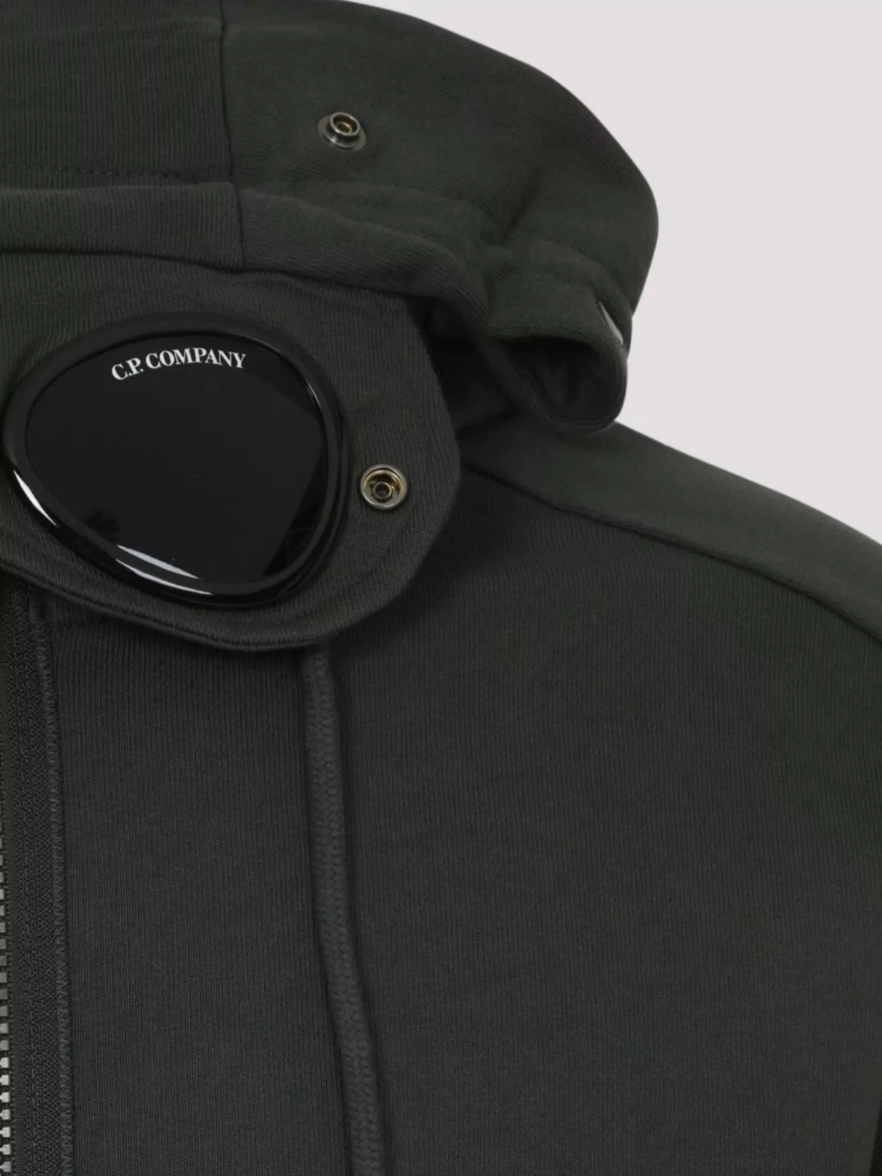 C.p. Company Goggle Hooded Sweatshirt With Zippered Pockets In Green