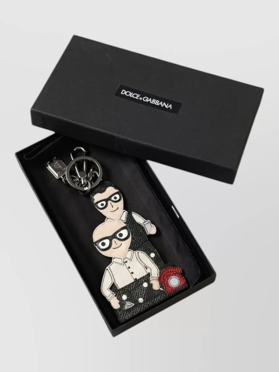 Dolce&Gabbana Leather Logo Badge Keychain