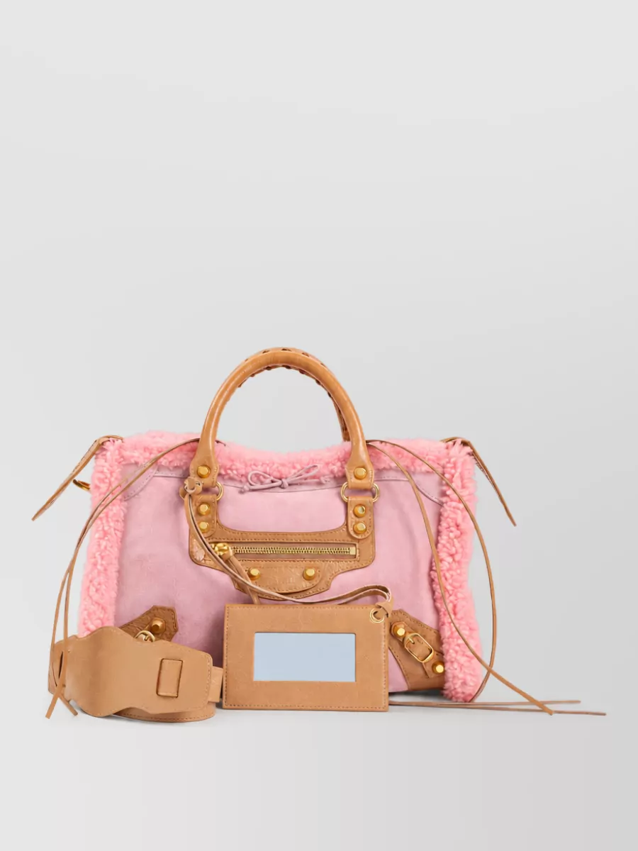 Balenciaga le city small shearling tote bag
