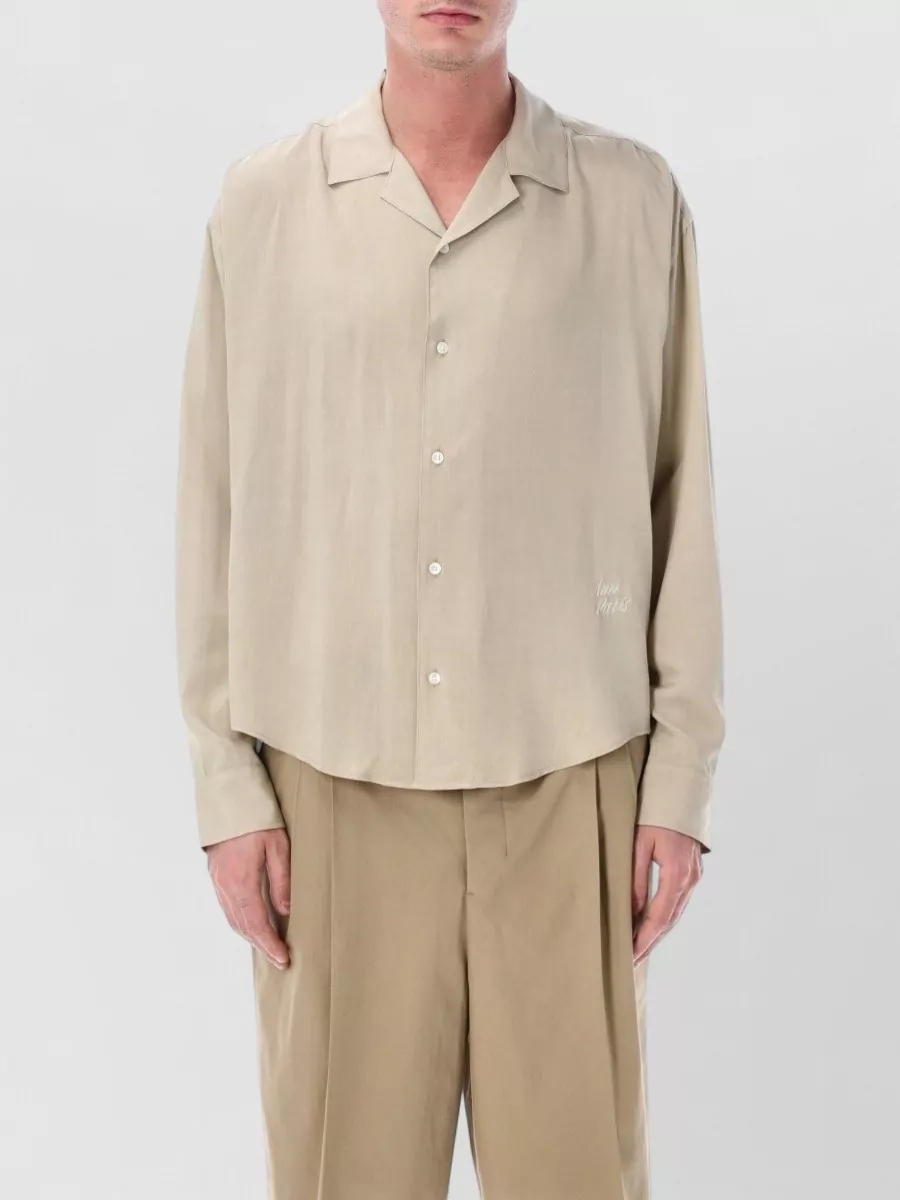 Ami Paris Silk Relaxed-Fit Long-Sleeve Shirt