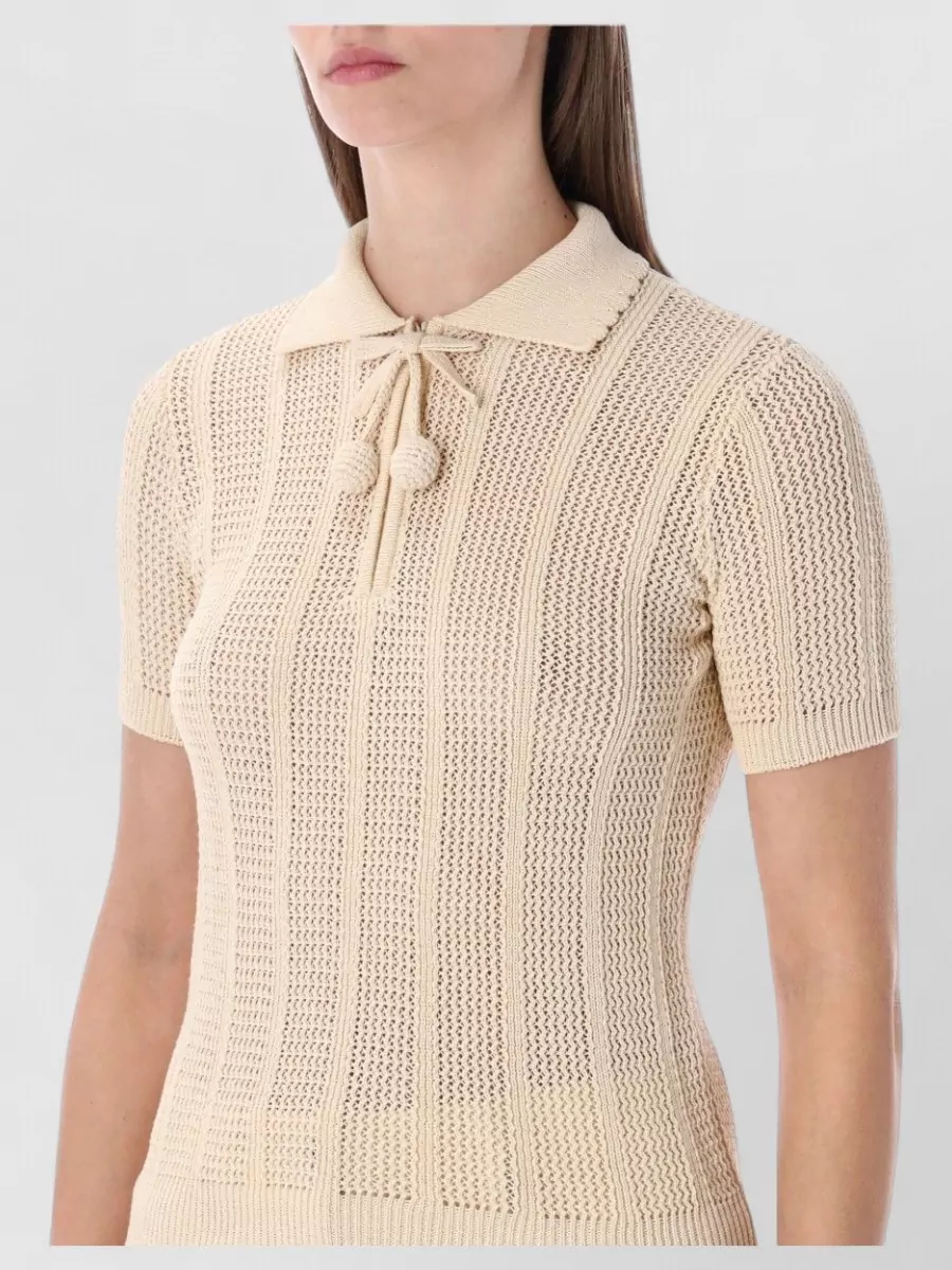 Valentino Garavani Cotton Open-Knit Polo Top
