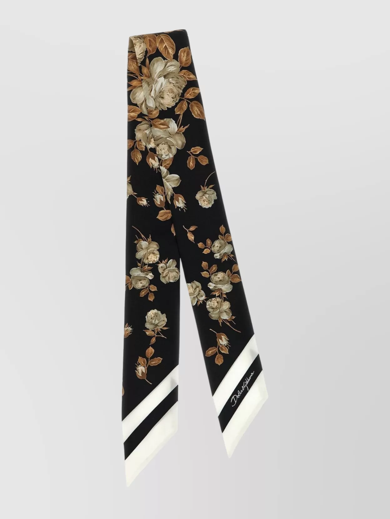 Dolce & Gabbana Lightweight Silk Bandeau Scarf With Floral Border
