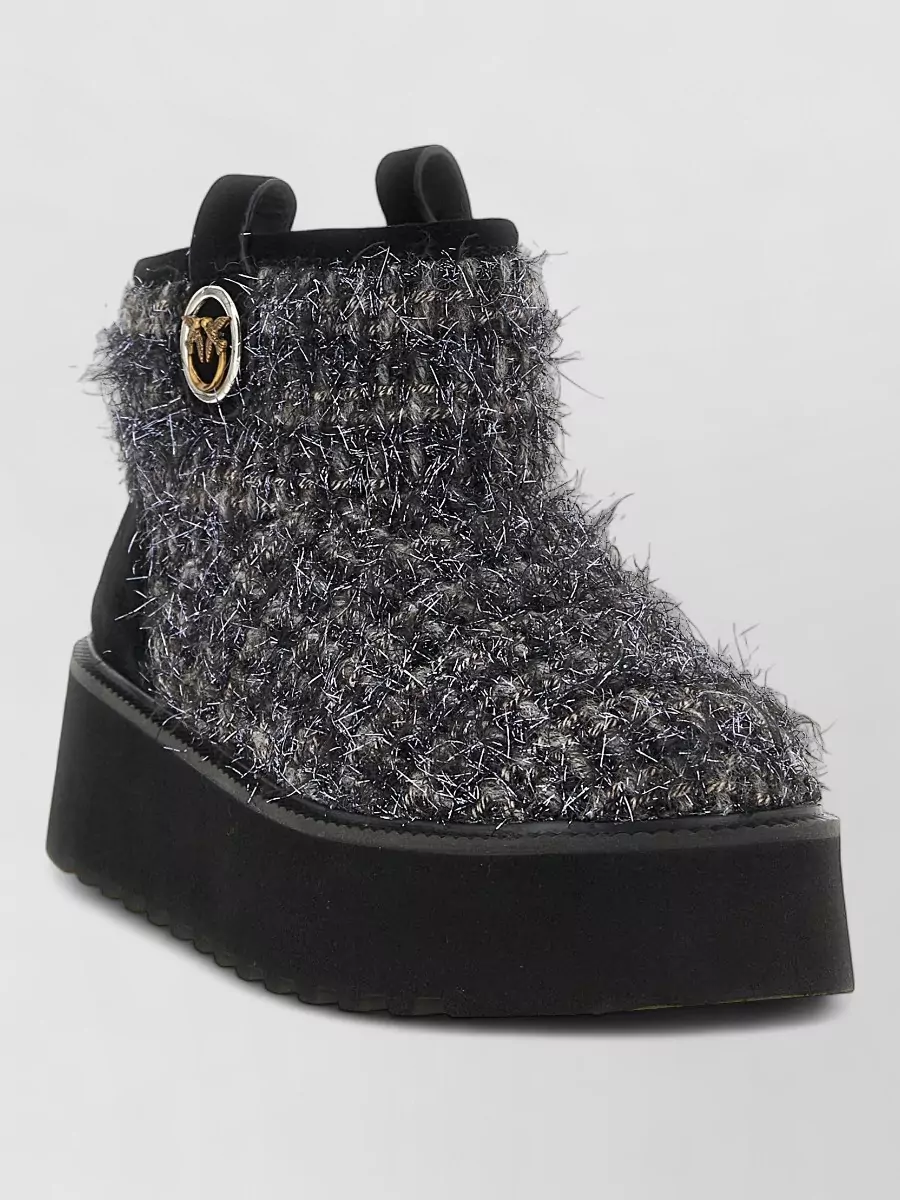 Pinko leather tweed ankle boots