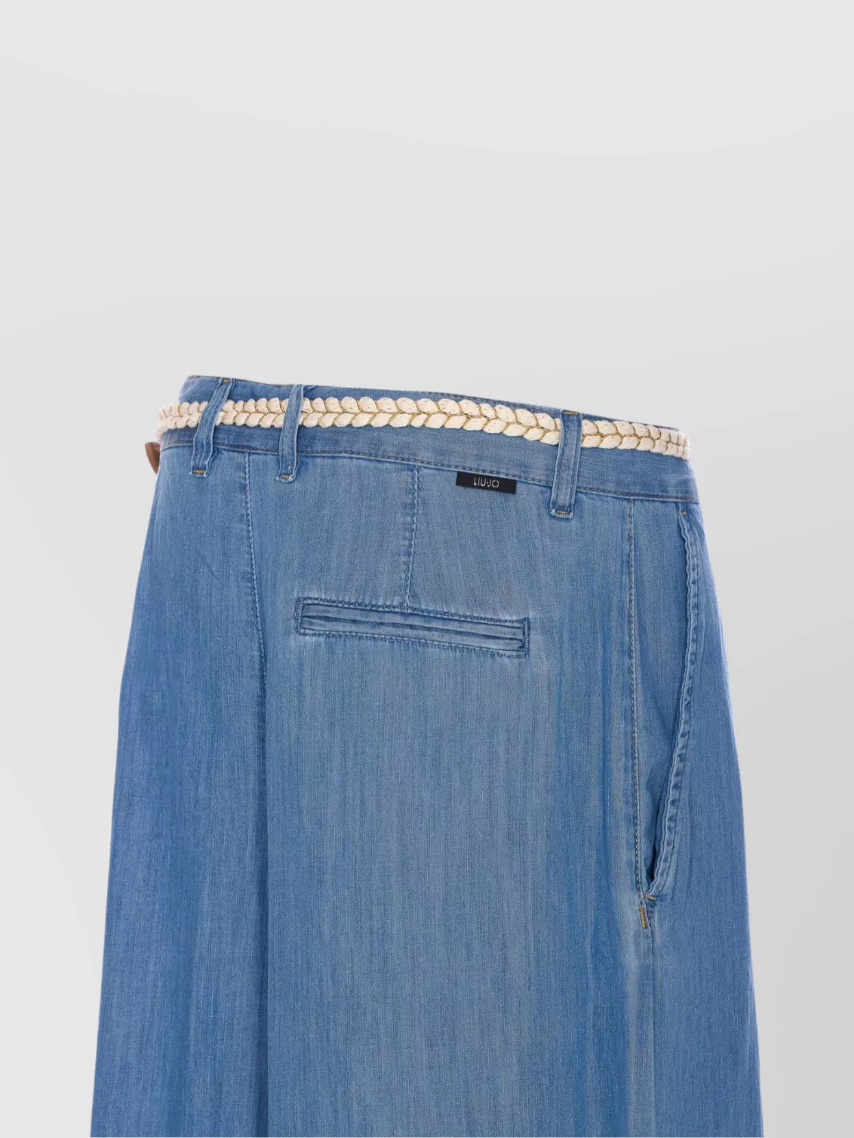 LIU •JO HIGH WAIST DENIM SHORTS WITH WOVEN BELT