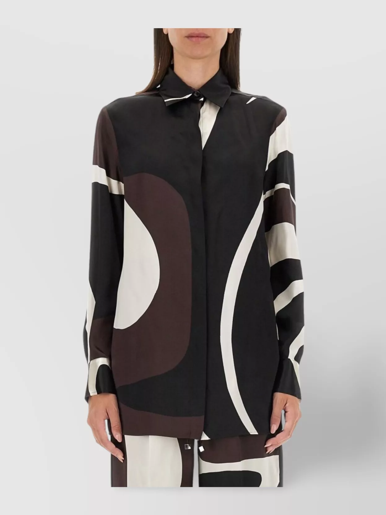 Kiton Abstract Pattern Collared Neck Long Sleeves Top