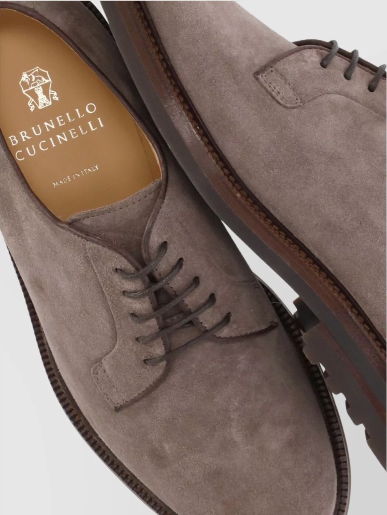 Brunello Cucinelli Suede Lace-Up Brogues Stacked Heel