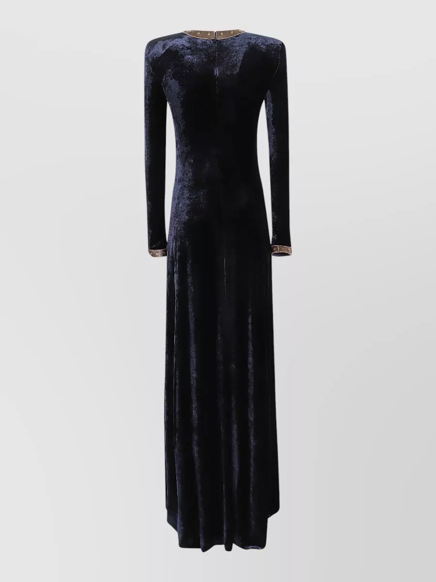 Ralph Lauren Studded Long-Sleeve Maxi Gown