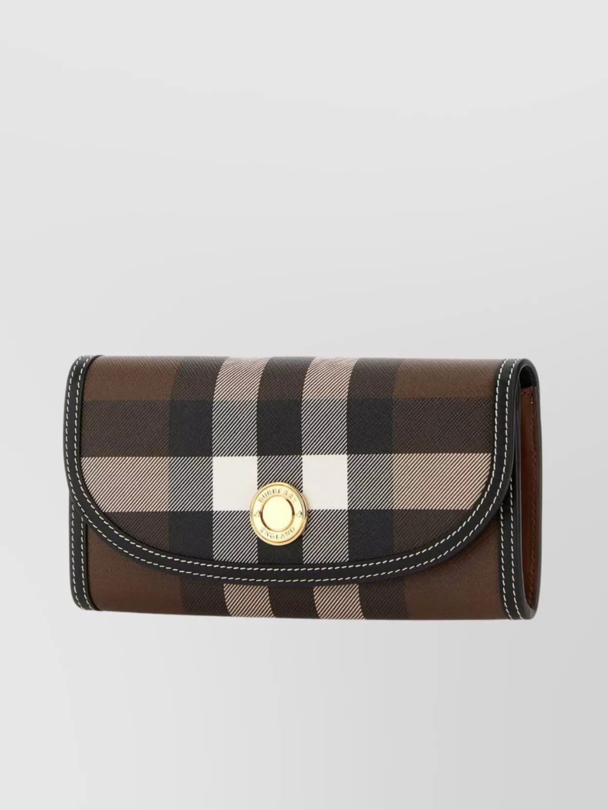 Shop Burberry Checkered Canvas And Leather Wallet