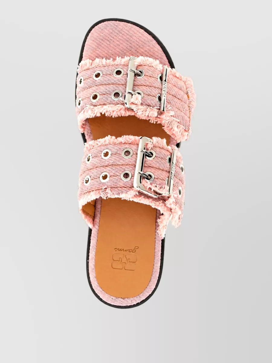 Ganni Fringed Denim Slides