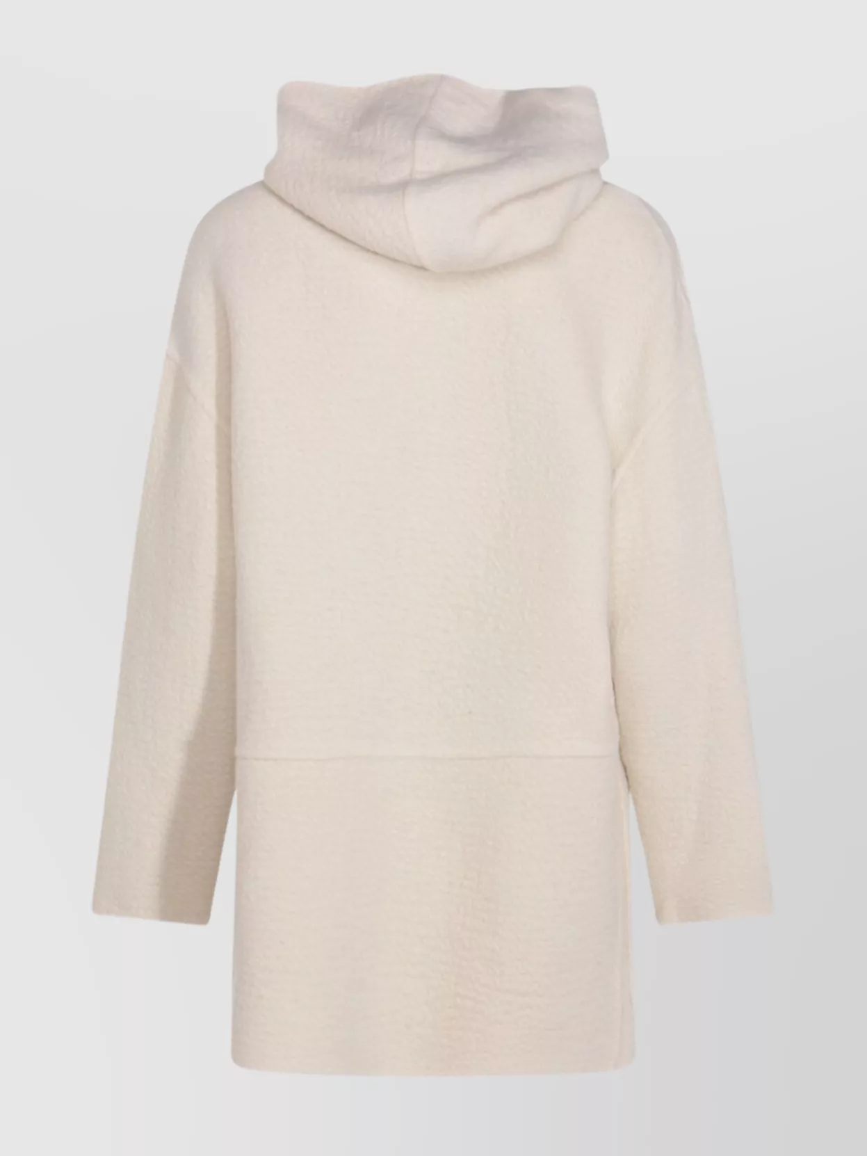 Malo Long Knitwear Crewneck With Hood And Pockets In Brown
