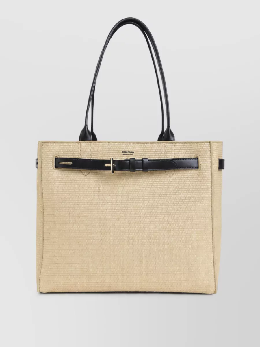 Tom Ford Jean raffia leather tote bag