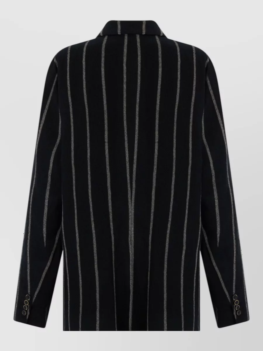 Uma Wang Striped Single Breasted Coat