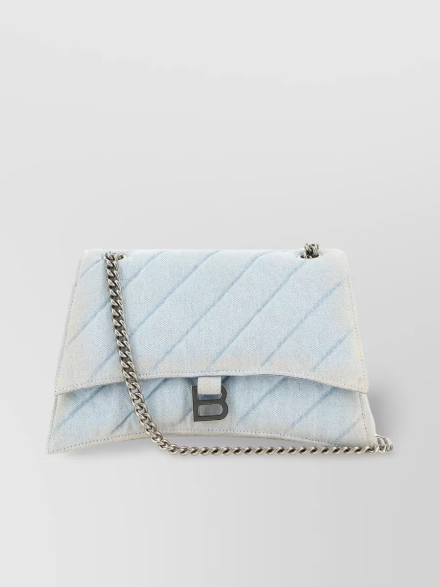 Shop Balenciaga Denim Crush M Shoulder Bag In Blue