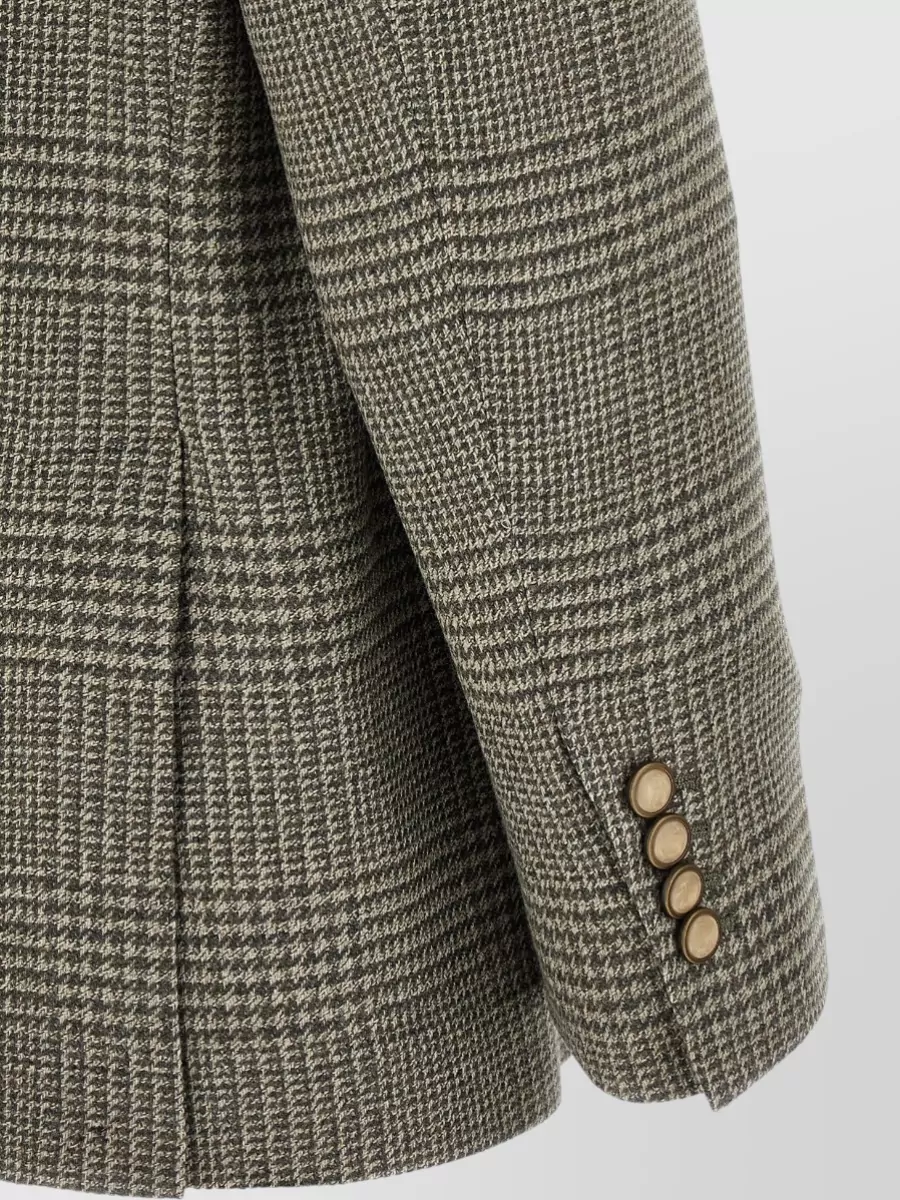 Brunello Cucinelli Cashmere Wool Prince Of Wales Single-Breasted Blazer