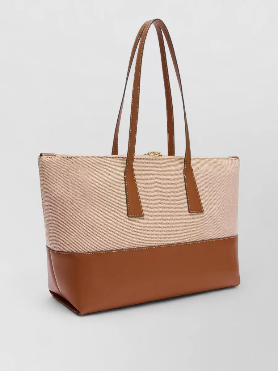 Furla Large Cotton Leather Tote Bag