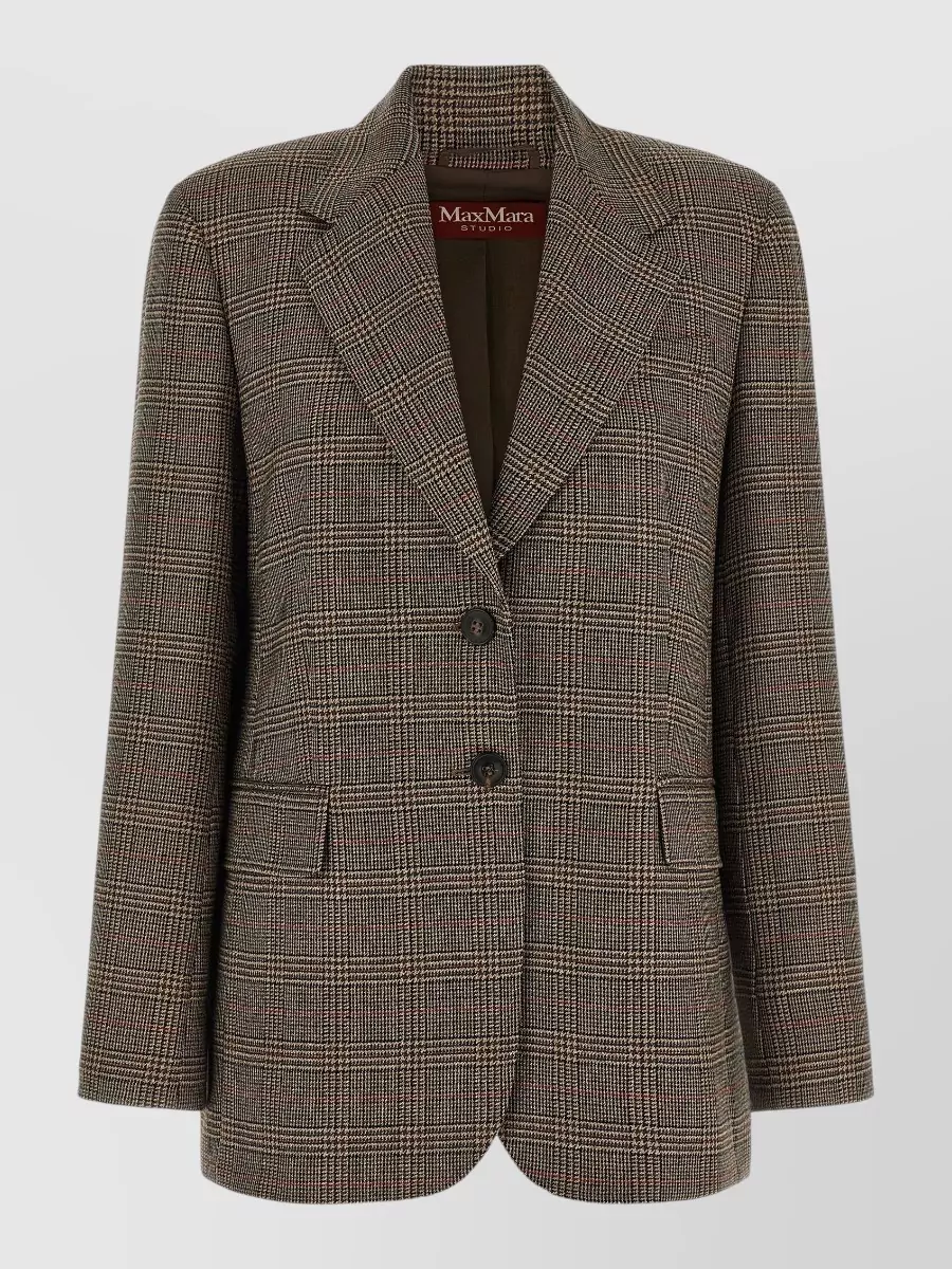 S Max Mara wool checked single-breasted blazer